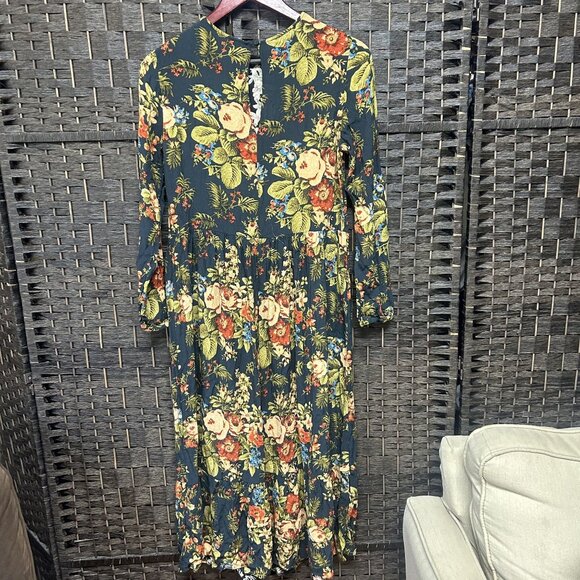 H&M Blue Floral Patterned Long Sleeve Maxi Dress size 4 - Picture 9 of 9